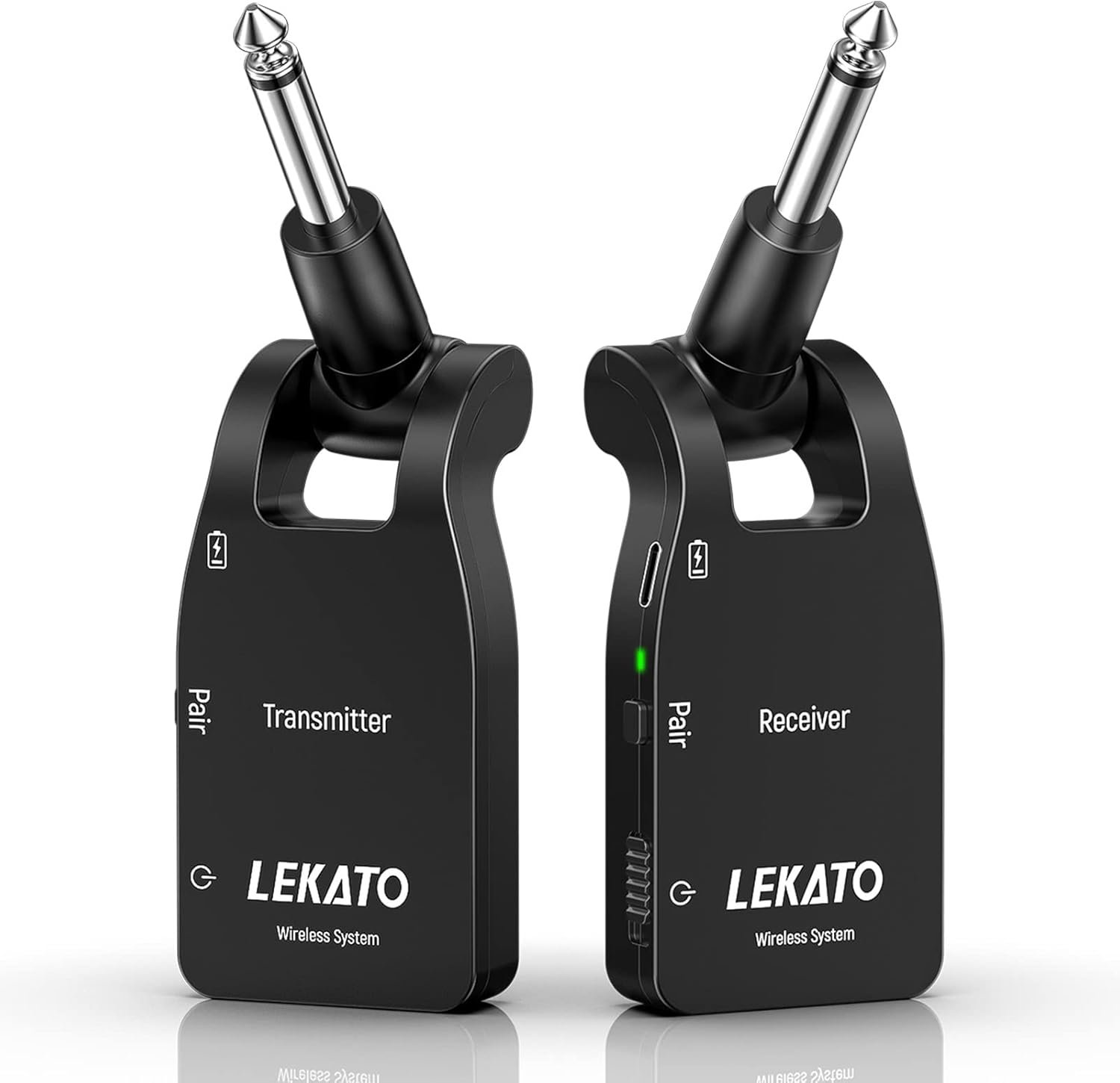 LEKATO Upgraded Wireless Guitar System,Cordless Transmitter Receiver Set Built-in Battery Guitar Jack Lead Digital Instrument System for Electric Guitar Bass
