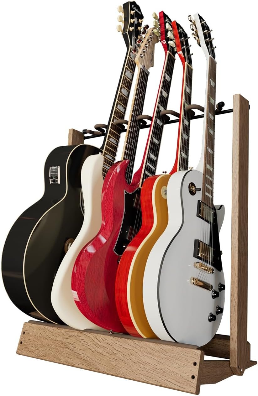 String Swing Guitar Stand for 6 Electric or Bass, or 3 Acoustic Guitars for Home or Studio
