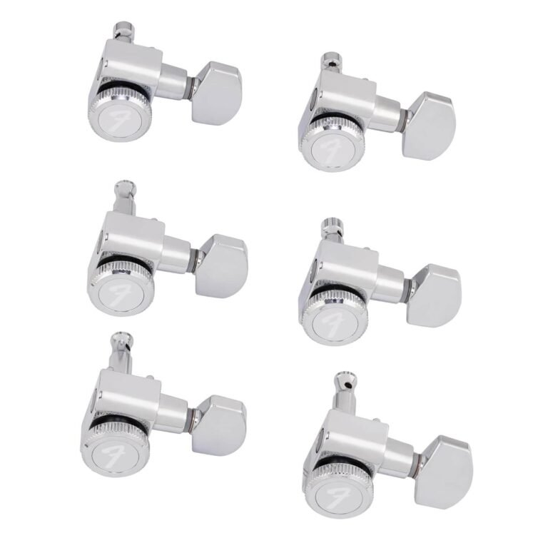 Fender Locking Tuners Stratocaster Guitar Tuners, Polished Chrome, for Right-Handed Guitar, 1.7x10x4.5 Inches, Set of 6
