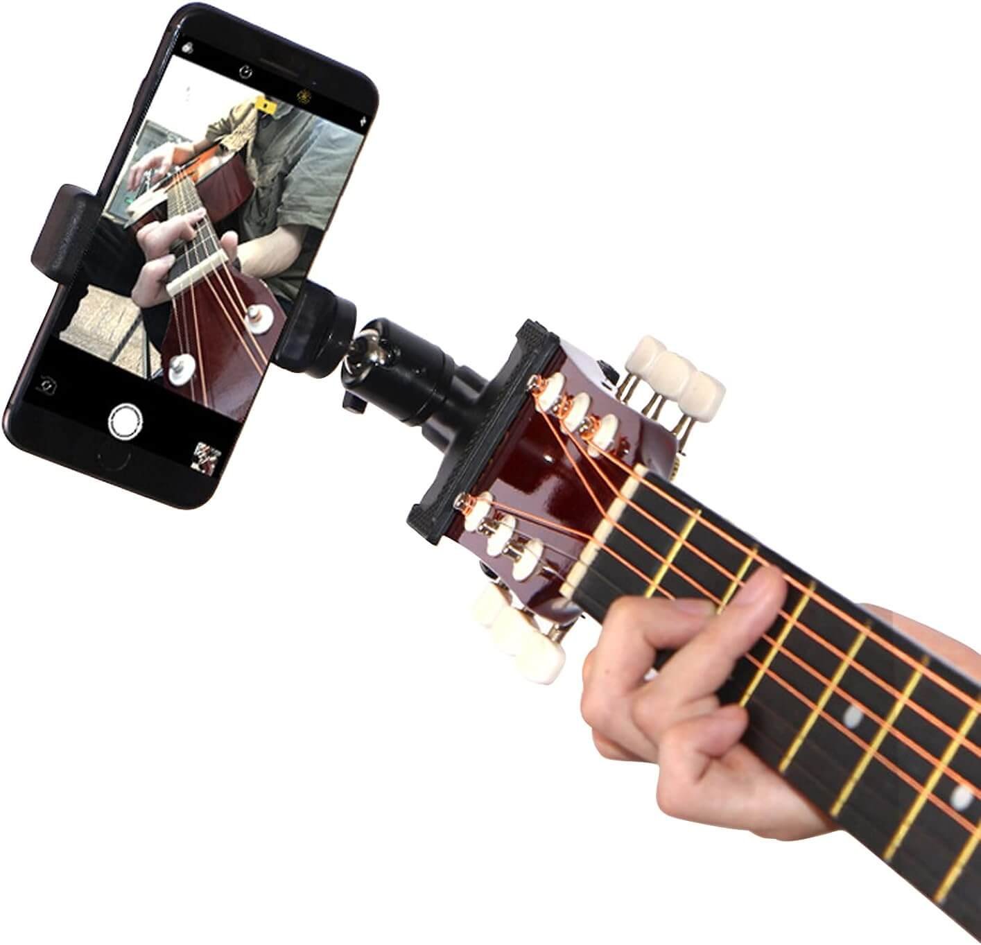 uitar Head Phone Holder Mount for Live Broadcast Teaching Video Recording Android and iPhone Compatible Guitar/Electric Guitar/Bass/Ukulele