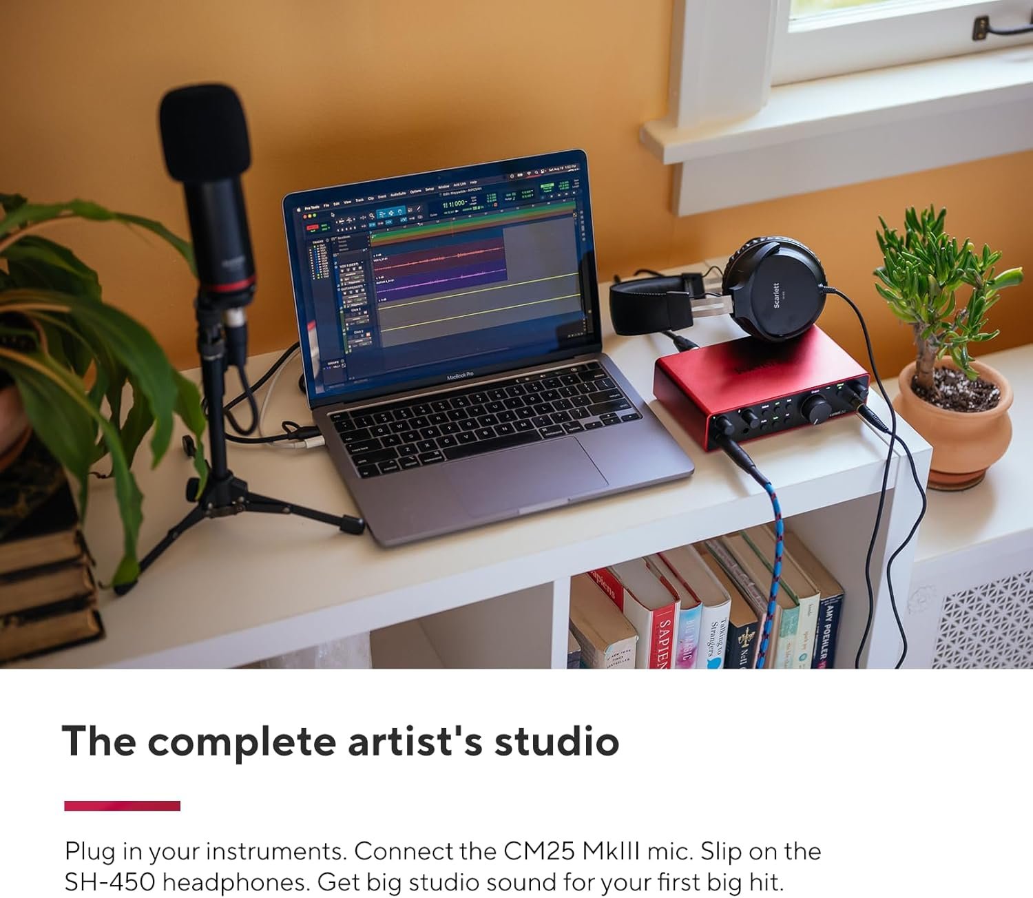 Focusrite Scarlett 2i2 Studio 4th Gen USB Audio Interface Bundle for the Songwriter with Condenser Microphone and Headphones for Recording, Streaming, and Podcasting