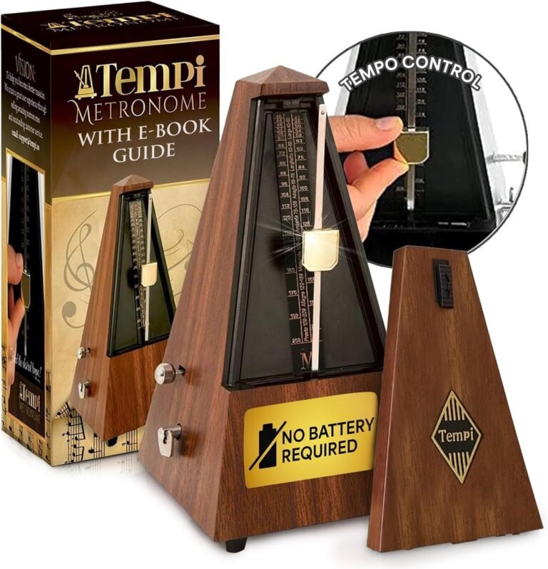 Tempi Metronome for Musicians - Mechanical Metronome for Piano, Metronome for Guitar/Violin or Metronome Music for Adults and Kids (Plastic Brown Grain Veneer) Visit the Tempi Store