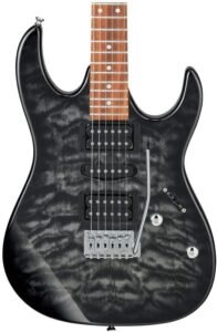 Ibanez GRX70QA electric guitar in transparent black sunburst