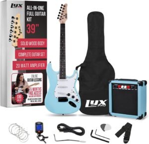 LyxPro 39-inch electric guitar starter kit in Retro Blue
