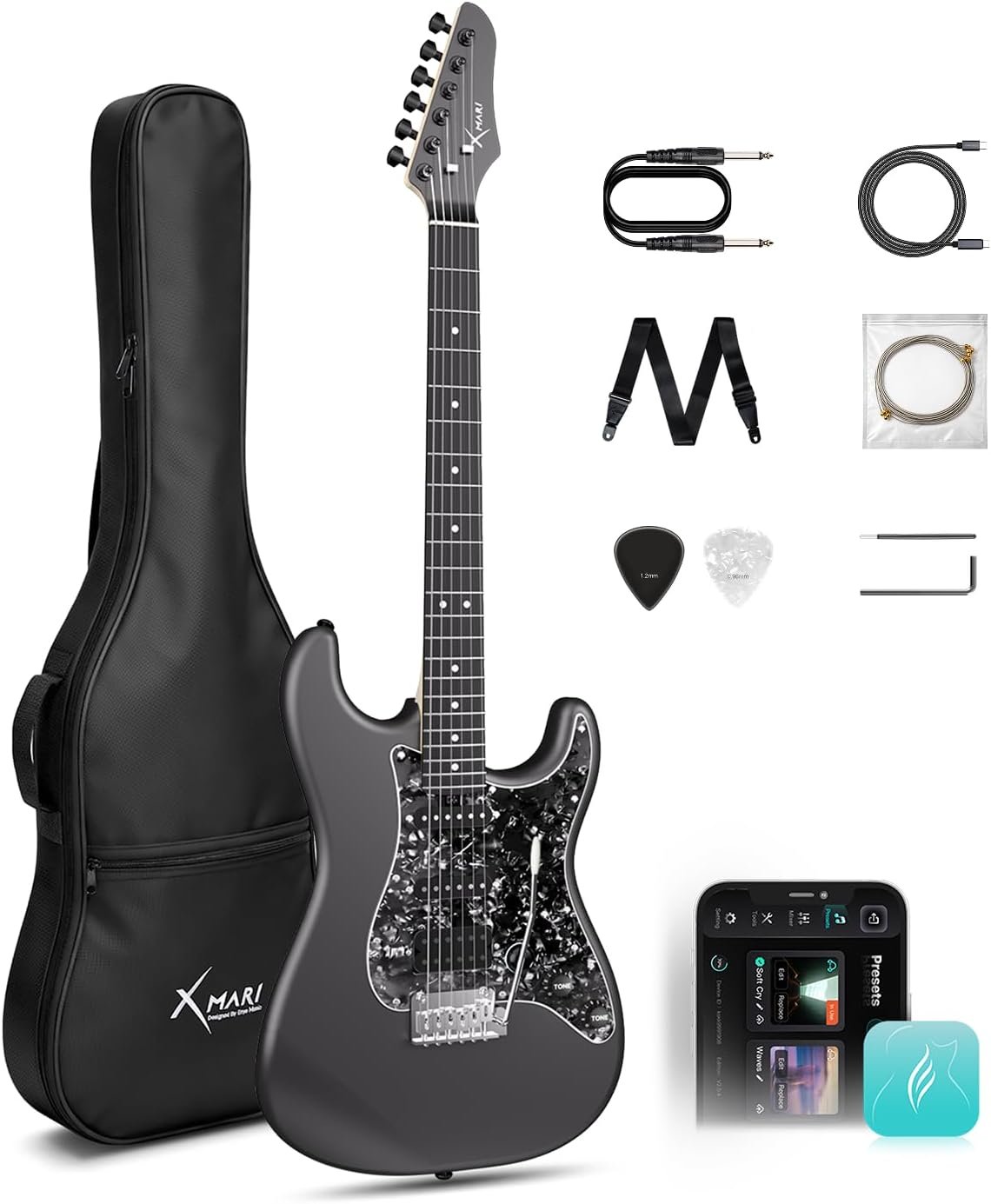 Xmari smart electric guitar with carbon fiber body and built-in DSP effects