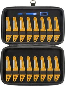MusicNomad MN676 16-piece diamond guitar nut file set with storage case
