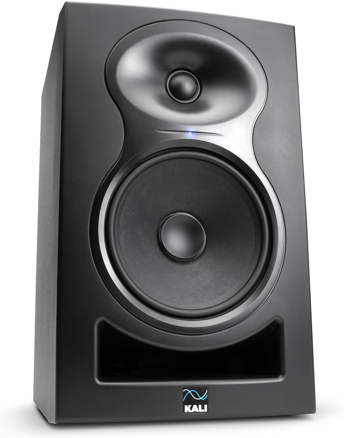 Kali Audio LP-6 V2 black powered studio monitor with 6.5-inch woofer, tweeter and front bass-reflex port