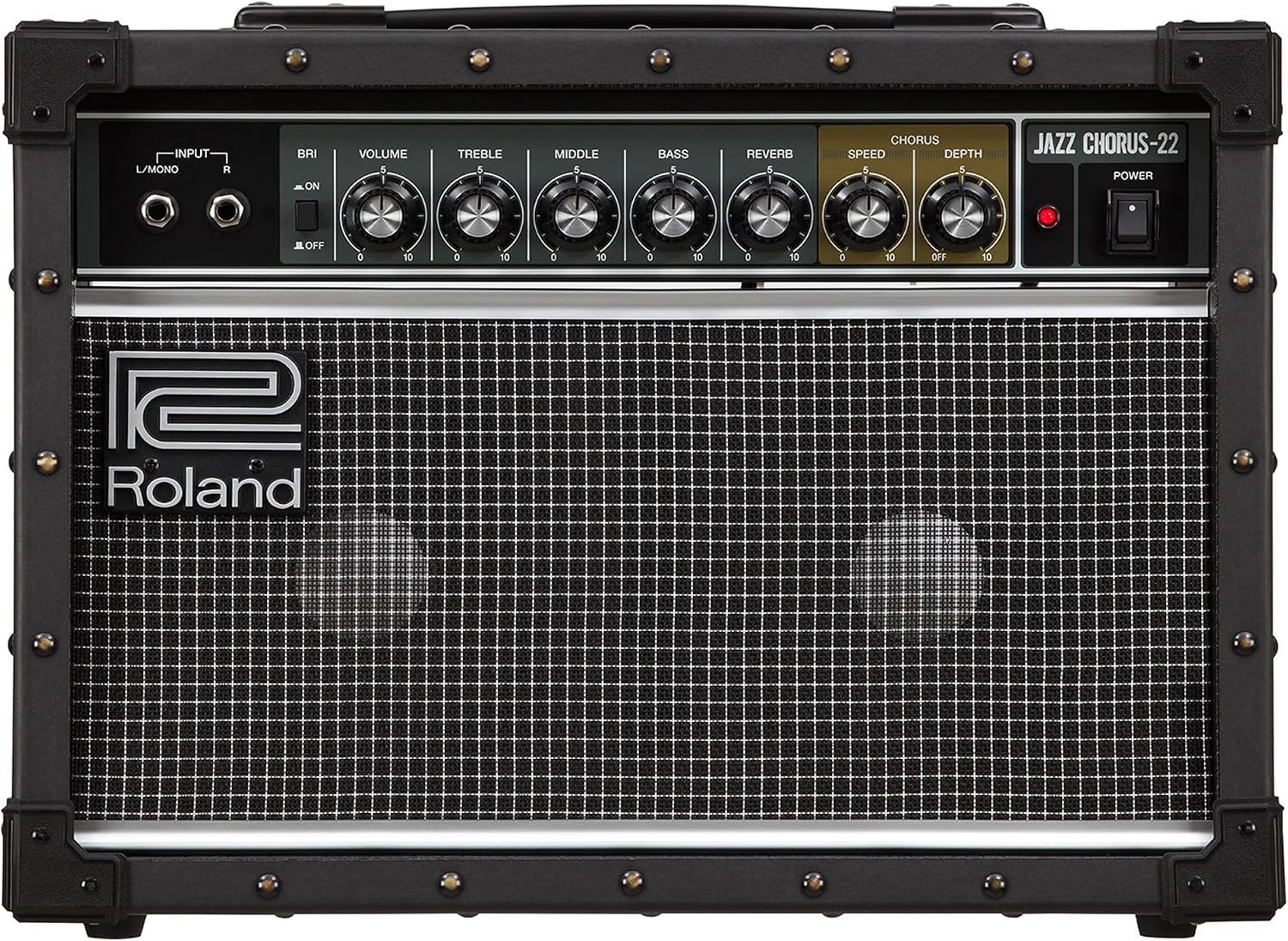 Roland JC-22 Jazz Chorus 30-watt stereo guitar amplifier with black cabinet and silver grille