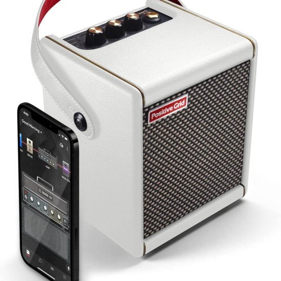 Positive Grid Spark Mini 10W Portable Smart Guitar Amp & Bluetooth Speaker with App for Playing Guitar at Home or Travel (Pearl)